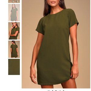 Lulu's Shift and Shout Olive Green Shift Dress Medium